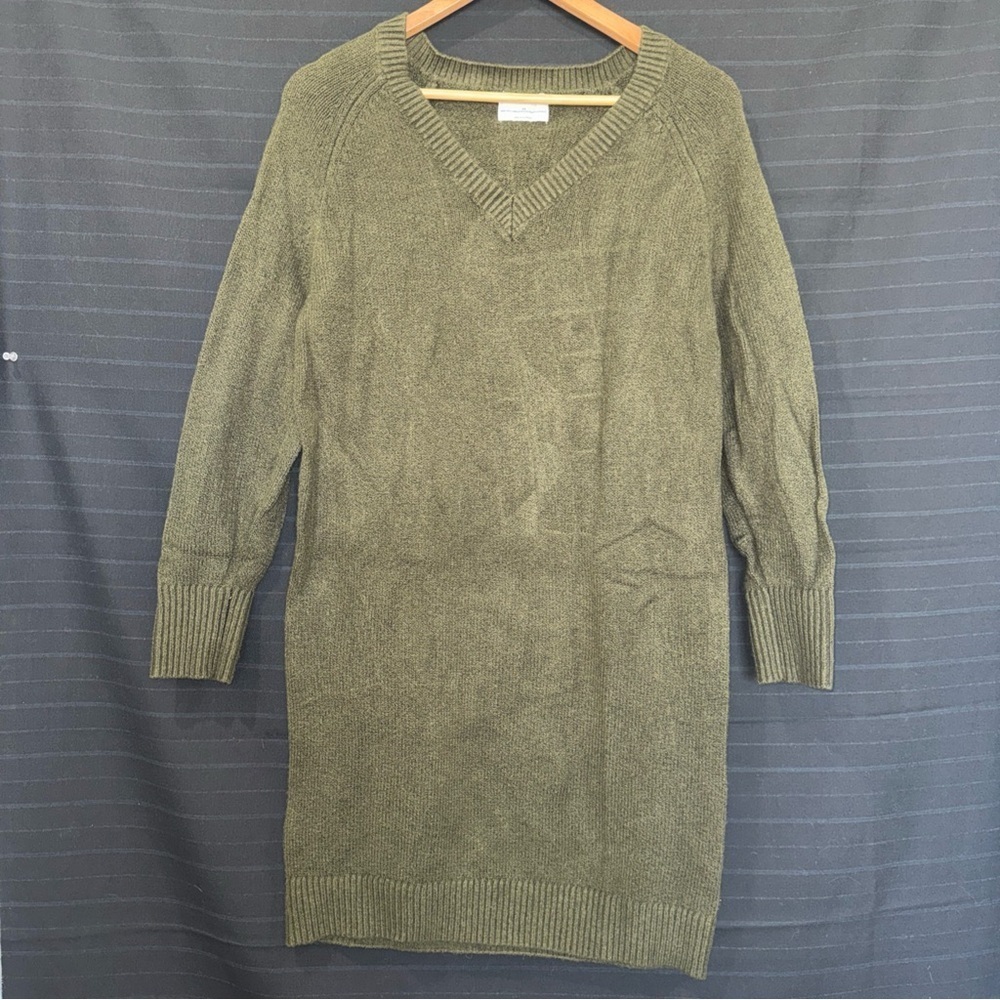 Old Navy | Dresses | Old Navy Hunter Green Knit Sweater Dress Sheath Shift V Neck Long Sleeve Xs